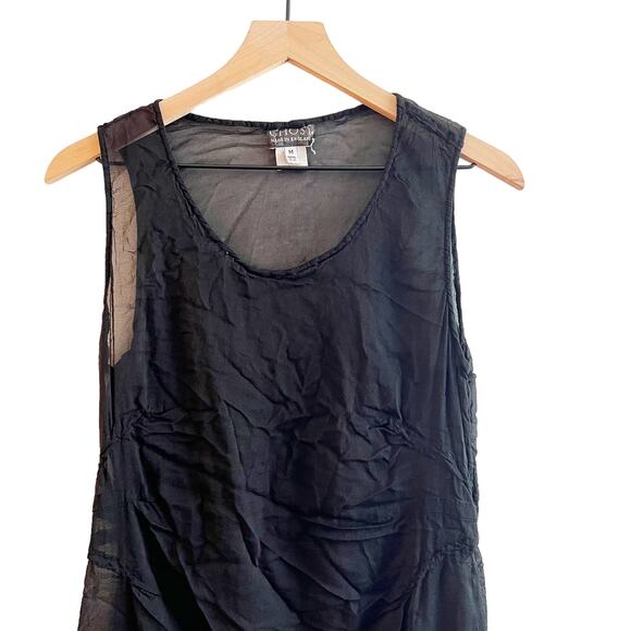 Vintage Ghost Made in England Sheer Slinky Tank Black Size Medium - Picture 4 of 4